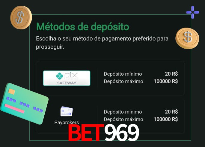 O cassino bet969 oferece uma grande variedade de métodos de pagamento